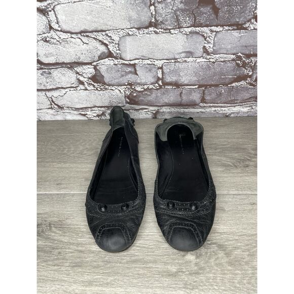 BALENCIAGA Paris Black Leather Lea Studded Ballet Flats Women’s Sz 40EU/9.5M US - Picture 1 of 16